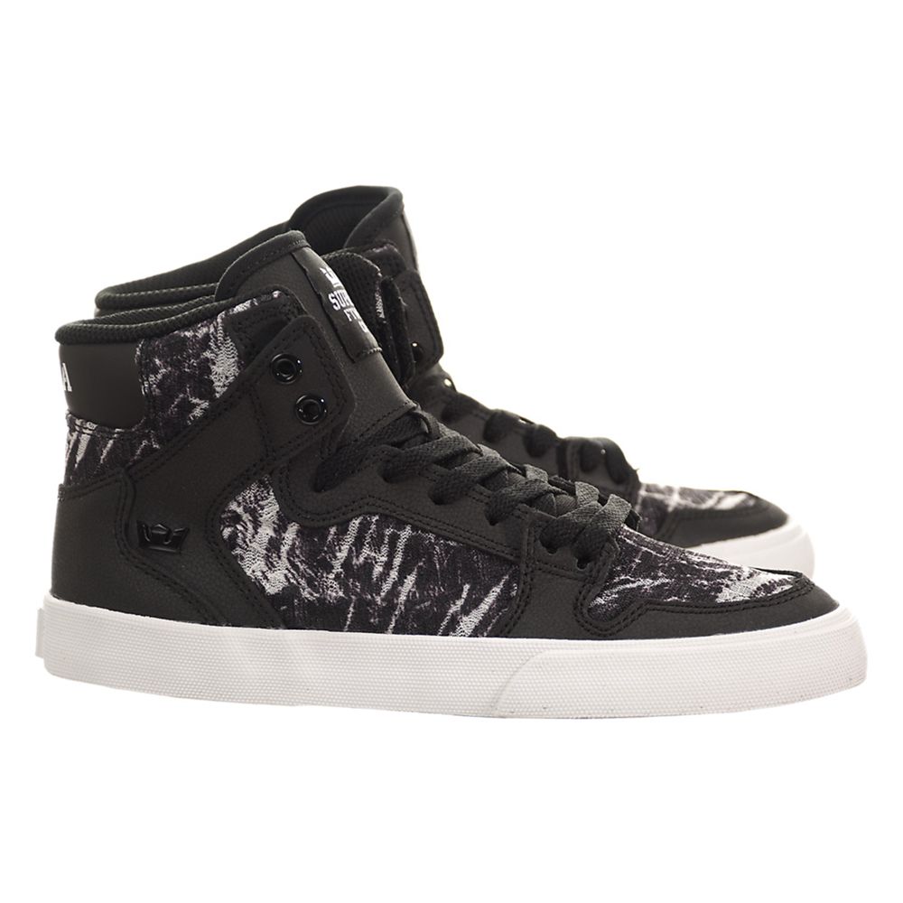 Baskets Montantes Supra Vaider Noir Grise Black/Print-White Femme | CTR-71127193